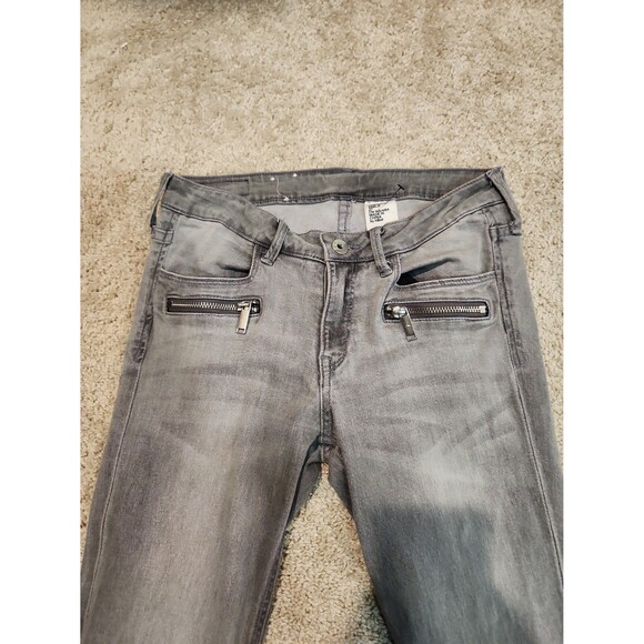 H&M motorcycle gray wash detailed stretch jeans‎ with zippers size 27 - Picture 2 of 5